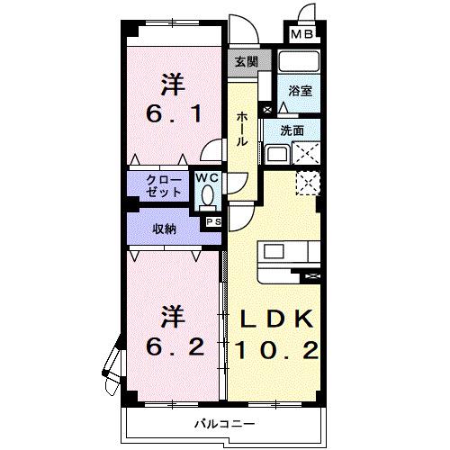 イーメゾンズ豊倉(2LDK/2階)の間取り写真