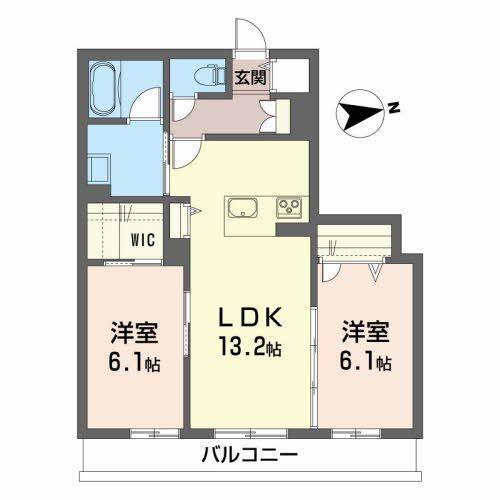 シティプラザ在府町(2LDK/3階)の間取り写真
