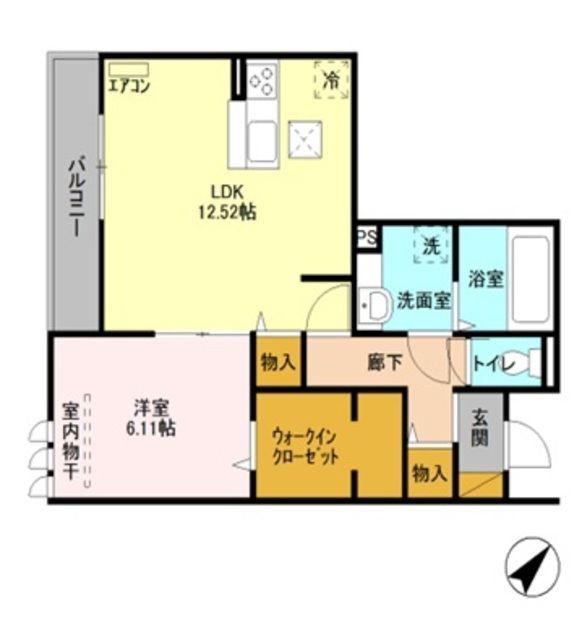 ベルクレスト(1LDK/1階)の間取り写真