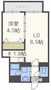 レジディア南一条イースト(1LDK/10階)の間取り写真