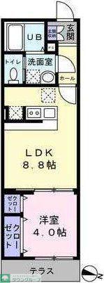 Sマリーナー蘇我(1LDK/1階)の間取り写真