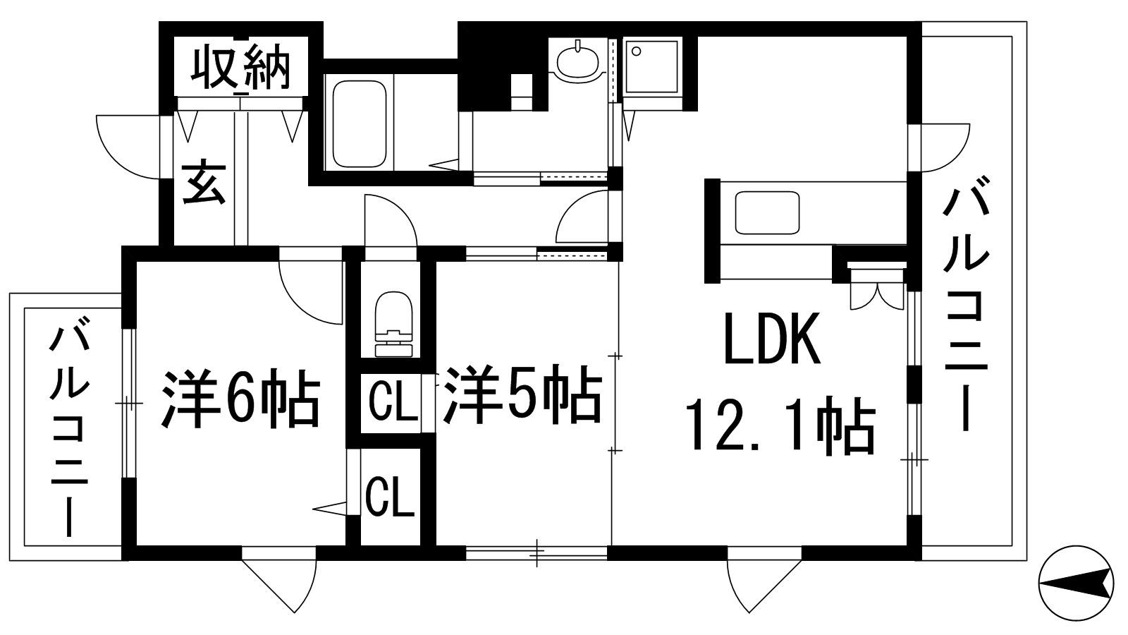 グリーンヒルズ仁川 5号棟(2LDK/3階)の間取り写真