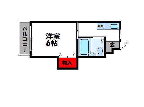 スカイハイツ新飯塚(1K/3階)の間取り写真