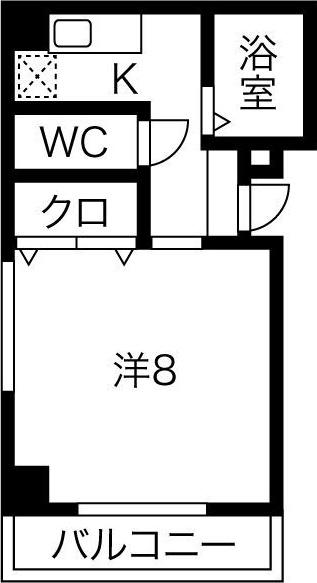 ルフィール八田(1K/4階)の間取り写真