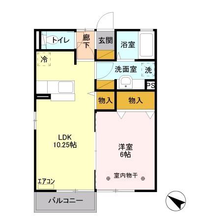 モンタンヴェール(1LDK/1階)の間取り写真