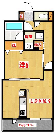 グランドールK南越谷駅前(1LDK/1階)の間取り写真