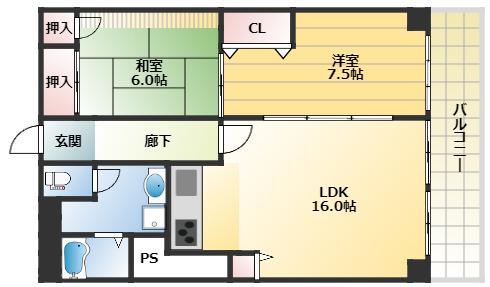 東急ドエル摩耶(2LDK/3階)の間取り写真