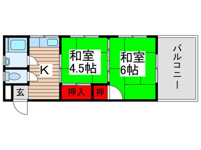 松川建設ビル(2K/2階)の間取り写真
