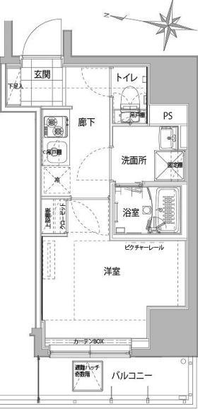ハーモニーレジデンス横浜大通公園(1K/4階)の間取り写真