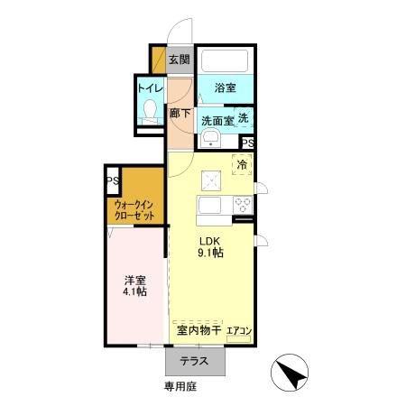 グレイスコート(1LDK/1階)の間取り写真
