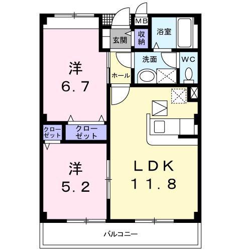 プラティーノ(2LDK/1階)の間取り写真