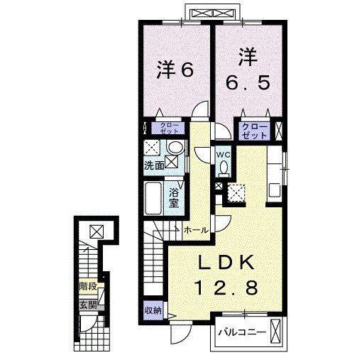 ヴェルガーデン(2LDK/2階)の間取り写真