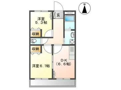 ウィステリア(2DK/1階)の間取り写真