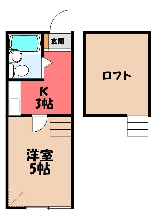 東武東上線 高坂駅 徒歩10分 2階建 築35年(1K/1階)の間取り写真