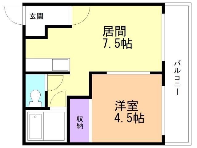 橋本HGビル(1DK/3階)の間取り写真