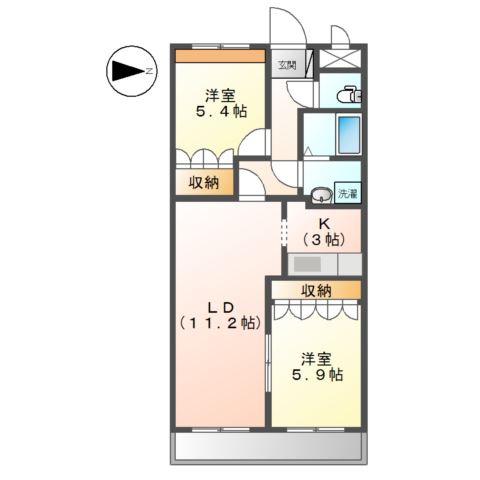 パインヒルズI(2LDK/1階)の間取り写真
