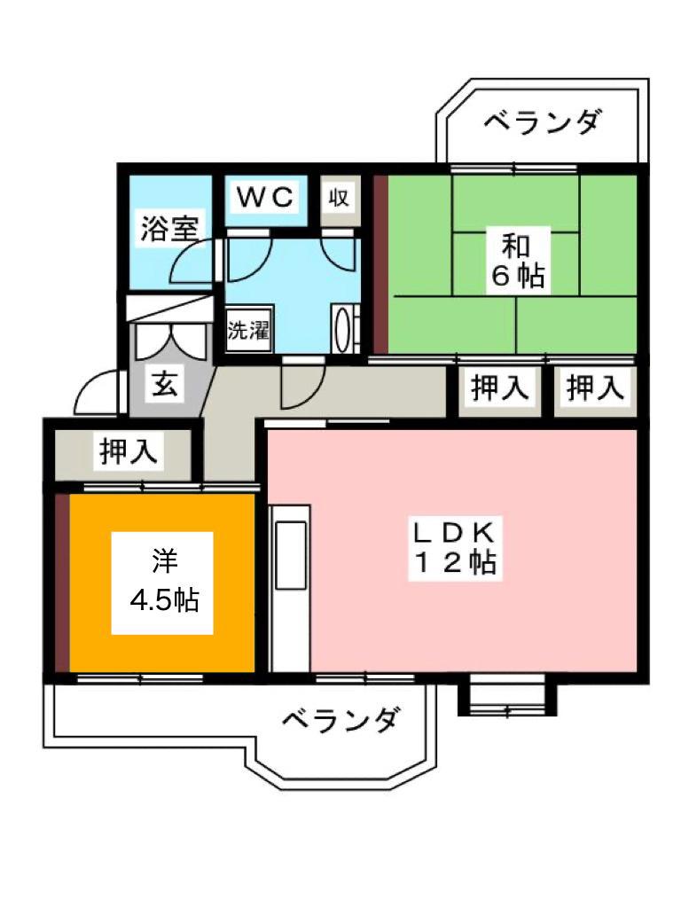 くずは台団地 7号棟(2LDK/3階)の間取り写真