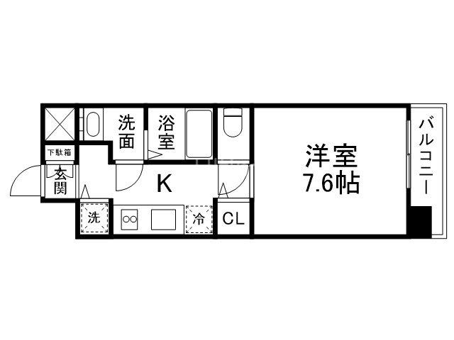 VEGAS太秦天神川(1K/4階)の間取り写真