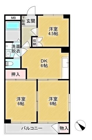 ラークヒルズ(3DK/3階)の間取り写真