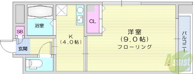 ひるとっぷ台原(1K/2階)の間取り写真