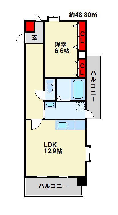 ラピュタ(1LDK/9階)の間取り写真