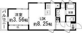 BICHON太子堂(1LDK/2階)の間取り写真