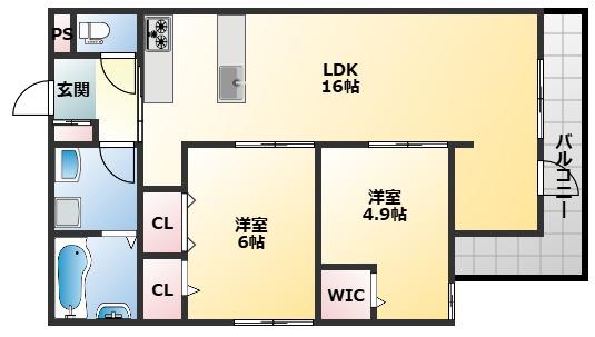 ウエスタンハイツ19(2LDK/2階)の間取り写真