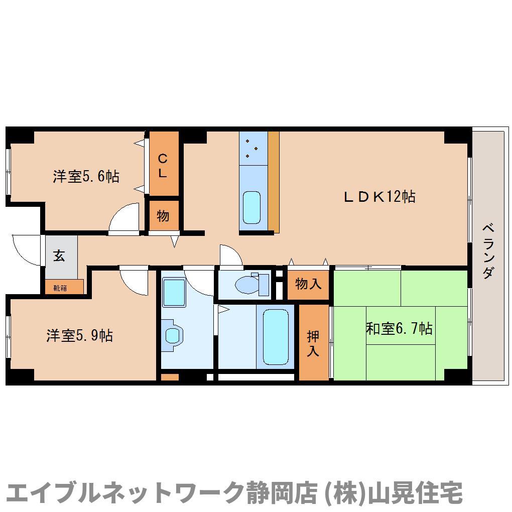 ル・ボア平喜(3LDK/3階)の間取り写真