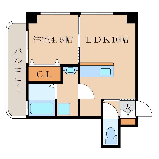 リテラス鹿屋弐番館(1LDK/5階)の間取り写真
