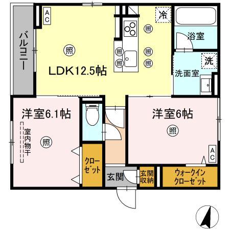 シャルレーヌ(2LDK/3階)の間取り写真