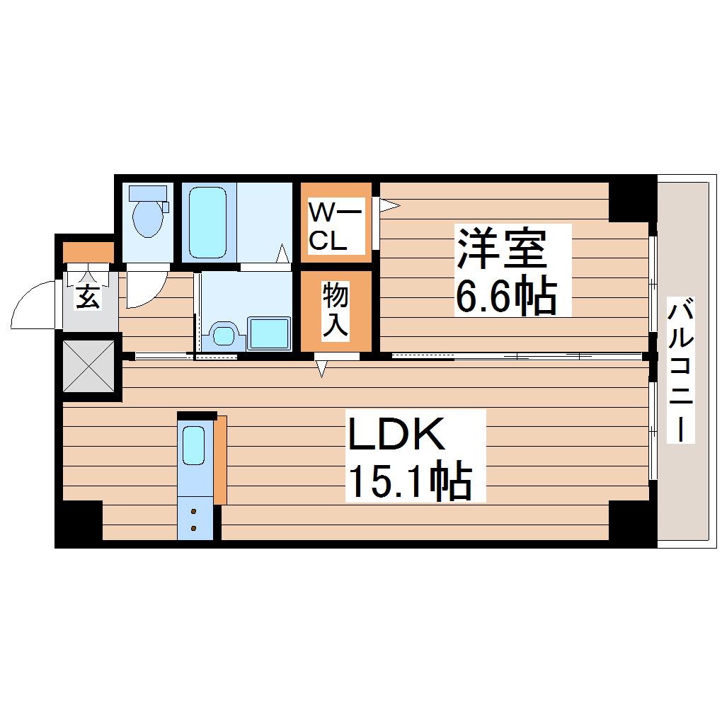 CIRCLEIII長町(1LDK/10階)の間取り写真