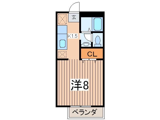 サンテラス峰沢A(1K/2階)の間取り写真