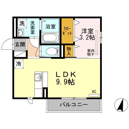 メゾン・ド・レーヴ 305(1LDK/3階)の間取り写真