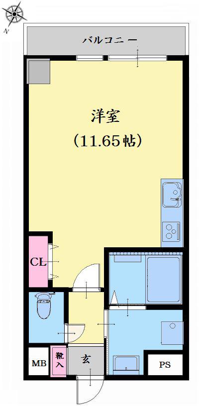 かじかわ(ワンルーム/5階)の間取り写真