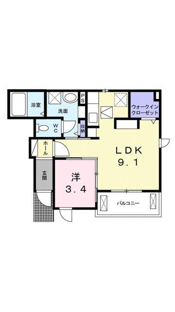 ハウスクレメント C(1LDK/1階)の間取り写真