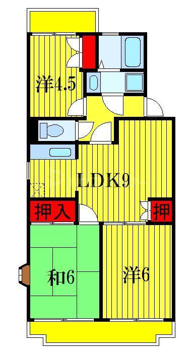 ベイコート幕張本郷(3LDK/1階)の間取り写真
