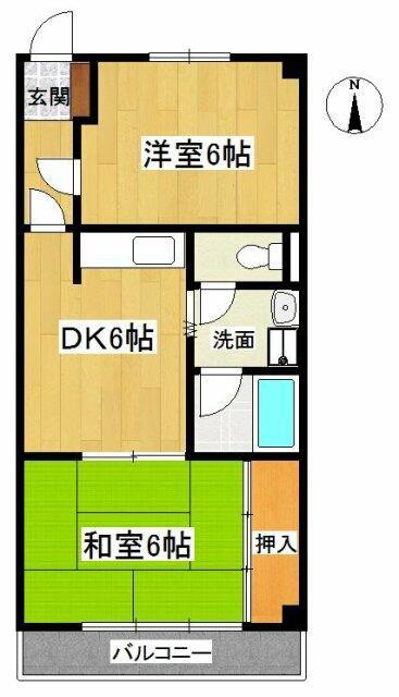 コージーハイムA(2DK/1階)の間取り写真