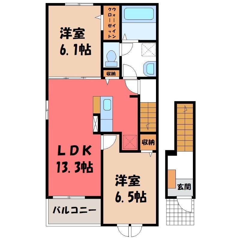 ウイングス・ツゥ(2LDK/2階)の間取り写真