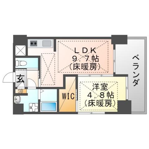 ノルデンハイム江坂III(1LDK/11階)の間取り写真