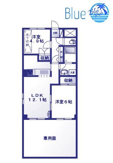 ブルーマリン茅ヶ崎(2LDK/1階)の間取り写真