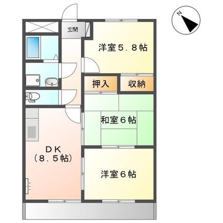 エルハイム宇頭(3DK/1階)の間取り写真