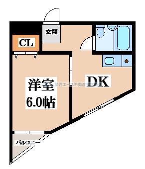 メゾン深野II(1K/3階)の間取り写真