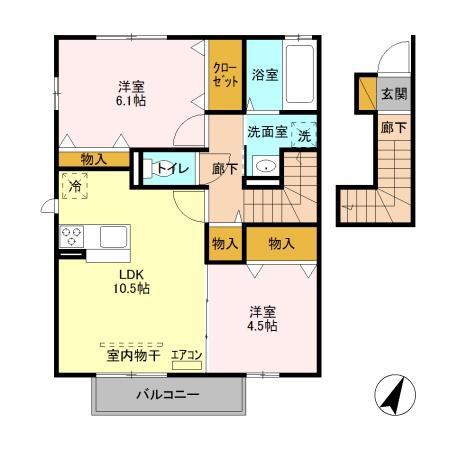 フェリオ(2LDK/2階)の間取り写真