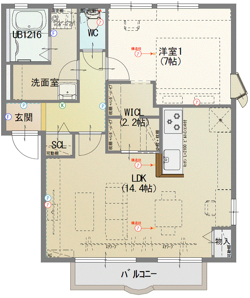 フレグランス新栄 E棟(1LDK/1階)の間取り写真