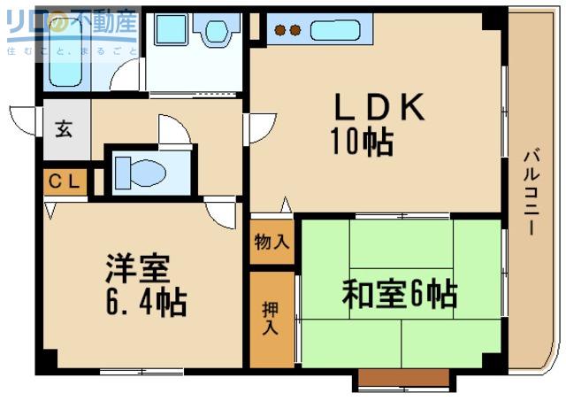 グレンツェンオクムラ(2LDK/3階)の間取り写真