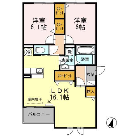 コンフォール・アマ W(2LDK/2階)の間取り写真