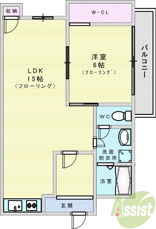 MITSUIマンション(1LDK/1階)の間取り写真