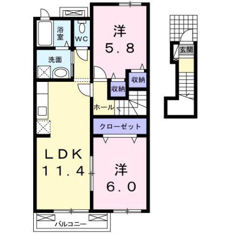 ベル アンジュ(2LDK/2階)の間取り写真