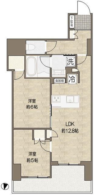ザ・パークハウス市ヶ谷(2LDK/4階)の間取り写真