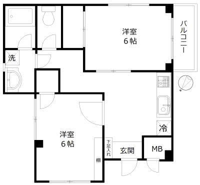 アメニティ経堂(2K/2階)の間取り写真
